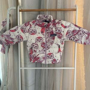 Patagonia Kids' Pink and White Owl Print Jacket
